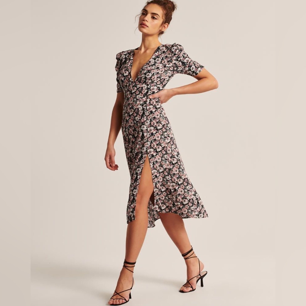 Abercrombie cinched sleeve midi dress